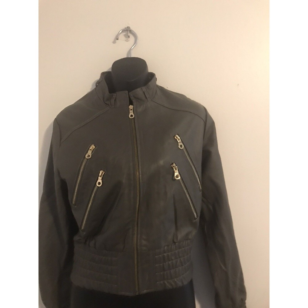 Basic Idea Charcoal Gray Pleather Biker Jacket Pleather Size M